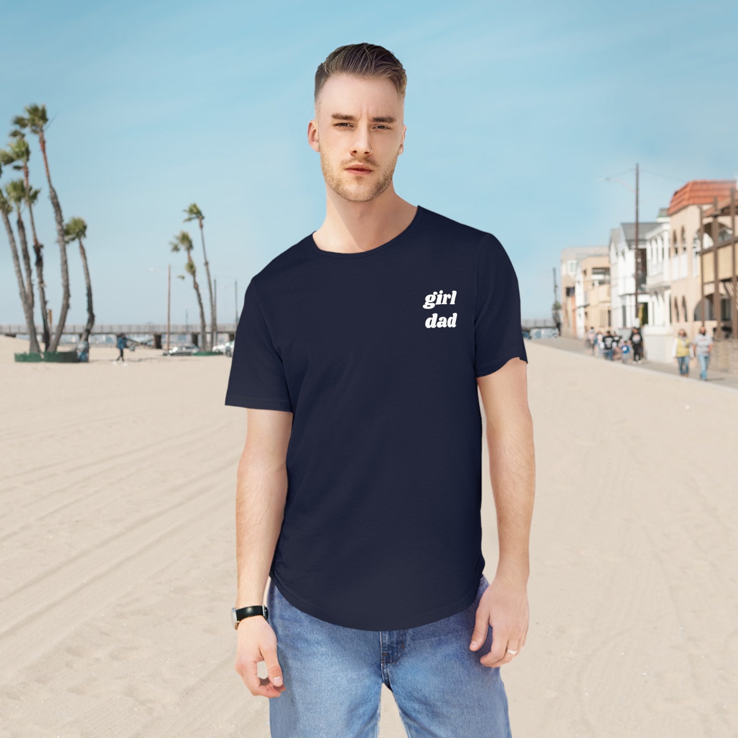 Girl Dad Men's Jersey Curved Hem Tee