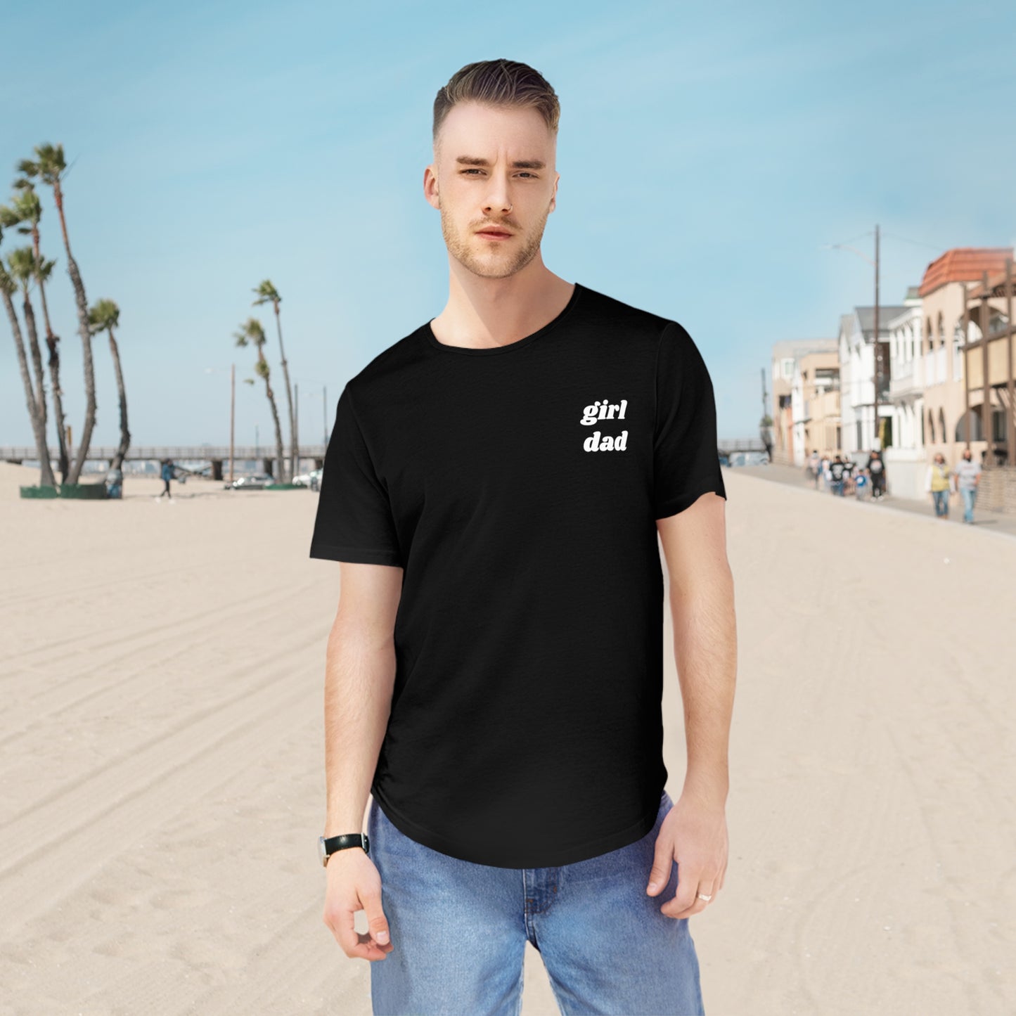 Girl Dad Men's Jersey Curved Hem Tee
