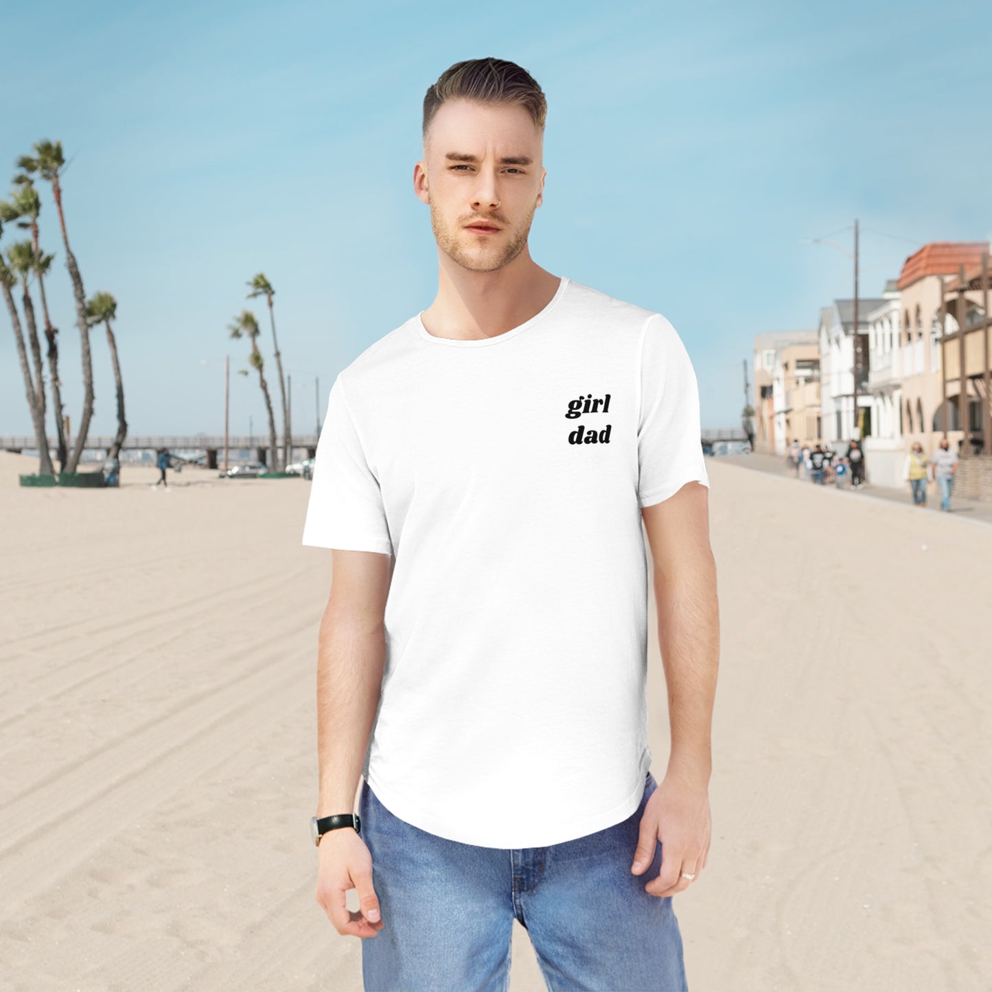 Girl Dad Men's Jersey Curved Hem Tee