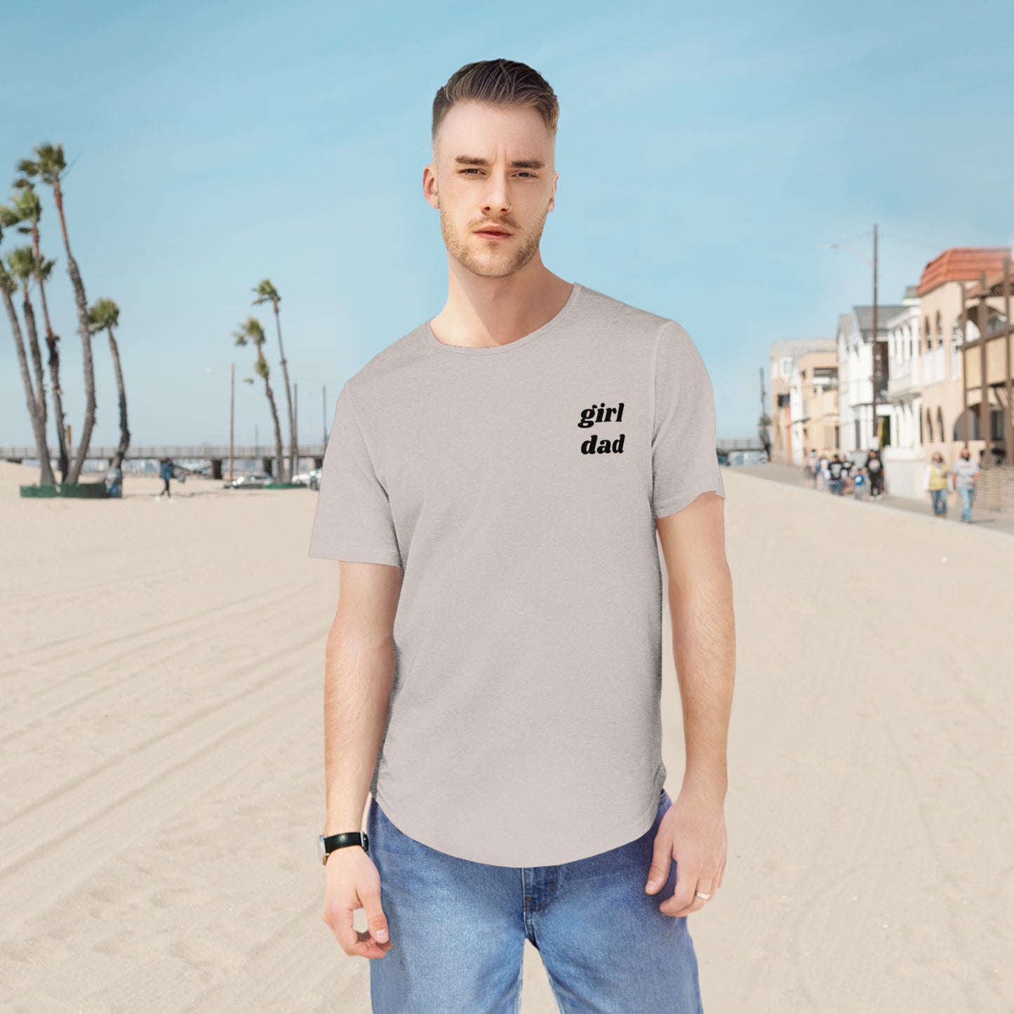 Girl Dad Men's Jersey Curved Hem Tee