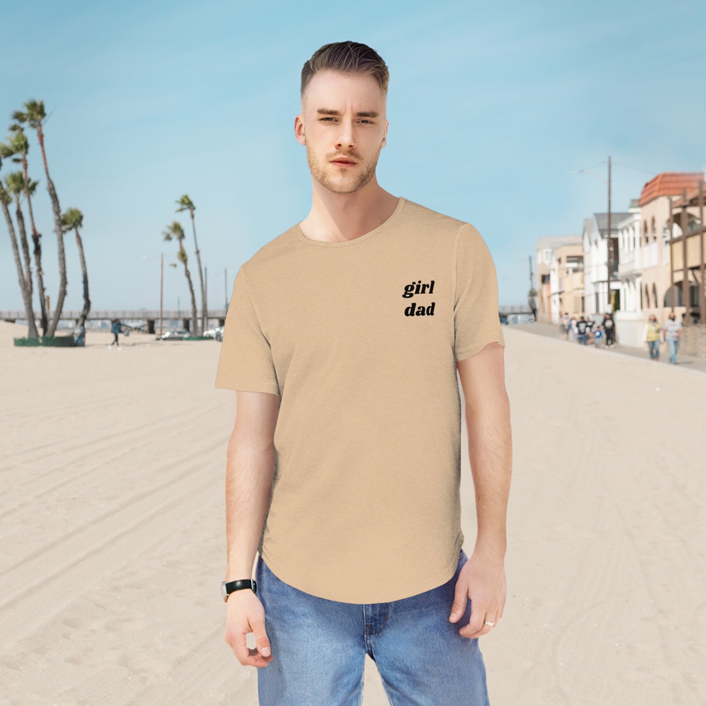 Girl Dad Men's Jersey Curved Hem Tee